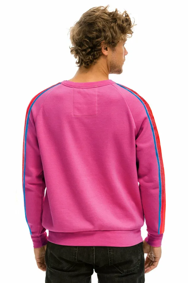Women 5 STRIPE SMILEY 2 CREW SWEATSHIRT 8211 PARIS PINK NEON RAINBOW Aviator Nation UnisexCrewSweatshirt