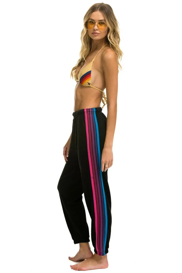 Women 5 STRIPE SWEATPANTS 8211 BLACK PINK PURPLE Aviator Nation Sweatpants
