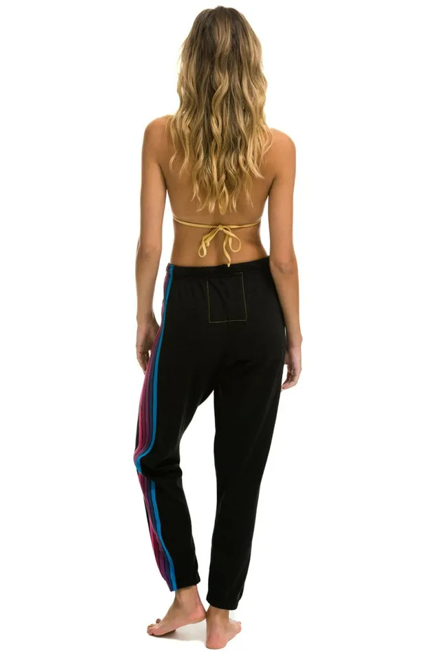 Women 5 STRIPE SWEATPANTS 8211 BLACK PINK PURPLE Aviator Nation Sweatpants Women 5 STRIPE SWEATPANTS 8211 BLACK PINK PURPLE Aviator Nation Sweatpants