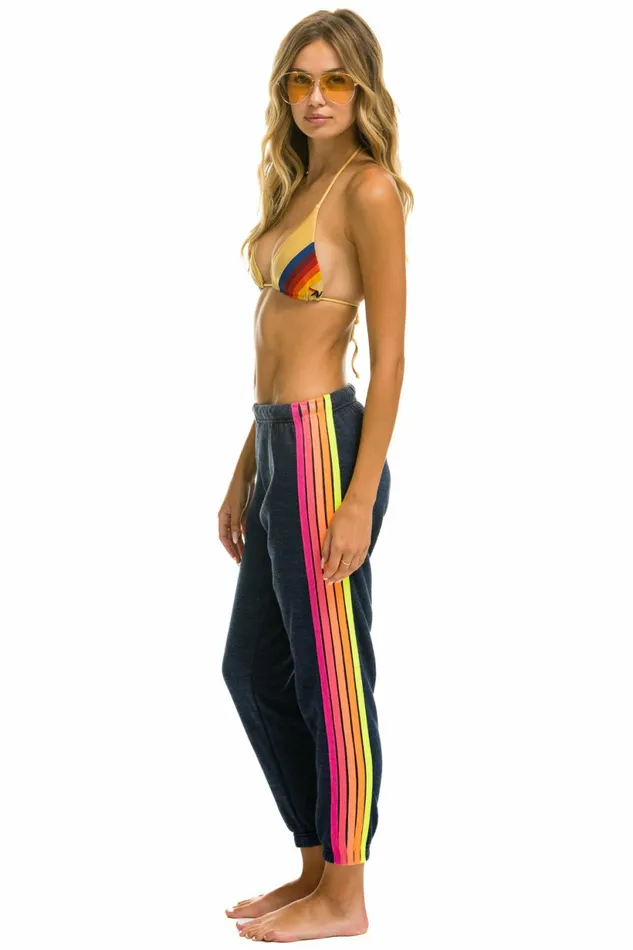 Women 5 STRIPE SWEATPANTS 8211 HEATHER NAVY NEON Aviator Nation Sweatpants