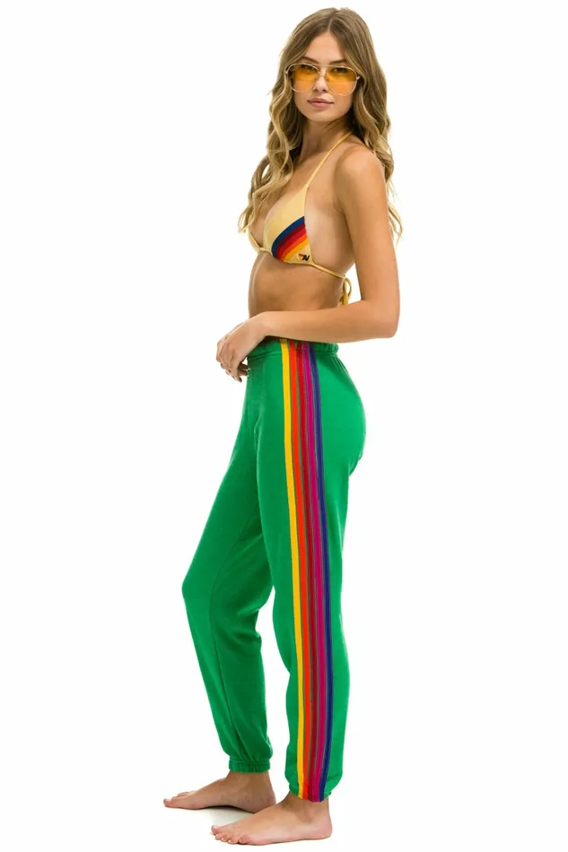 Women 5 STRIPE SWEATPANTS 8211 KELLY GREEN YELLOW PURPLE Aviator Nation Sweatpants