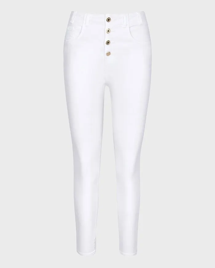 Women 7 For All Mankind Denim High Waist Cropped Skinny With Zig Zag Button Fly In Clean White Women 7 For All Mankind Denim High Waist Cropped Skinny With Zig Zag Button Fly In Clean White