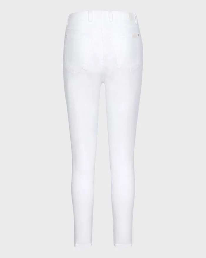 Women 7 For All Mankind Denim High Waist Cropped Skinny With Zig Zag Button Fly In Clean White