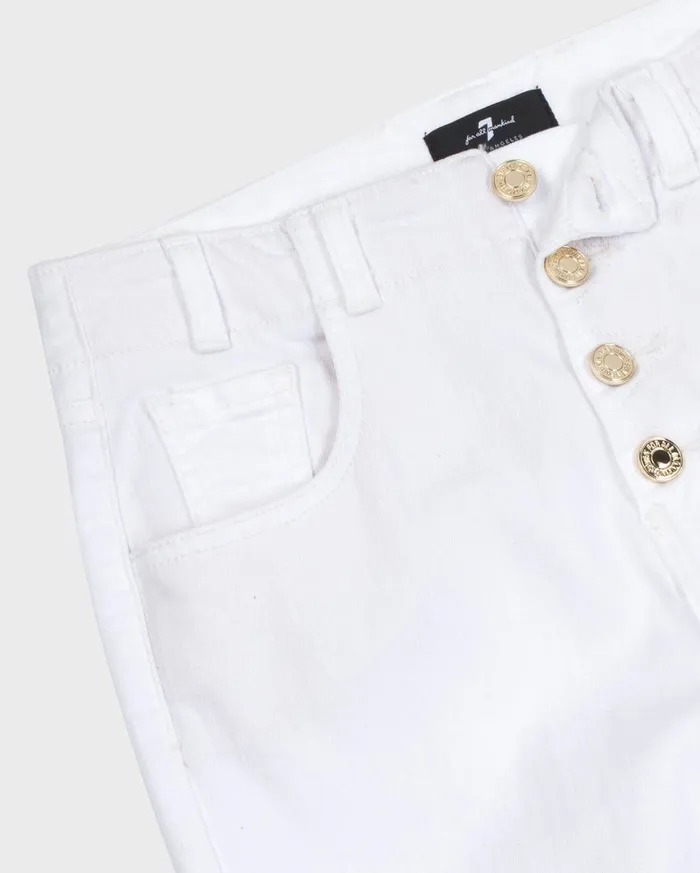 Women 7 For All Mankind Denim High Waist Cropped Skinny With Zig Zag Button Fly In Clean White