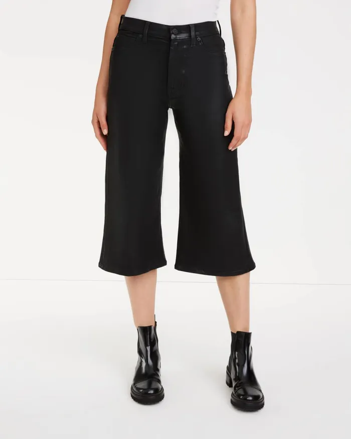 Women 7 For All Mankind High Waist Alexa Culotte In Coated Black