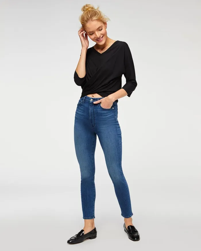 Women 7 For All Mankind Super High Bair Aubrey In Peace Blue