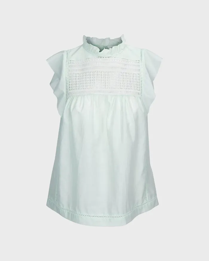 Women 7 For All Mankind Tops Lattice Detail Top In Mint