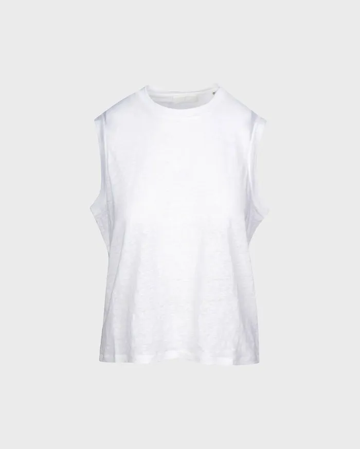 Women 7 For All Mankind Tops Welt Pocket Muscle Tee In Optic White