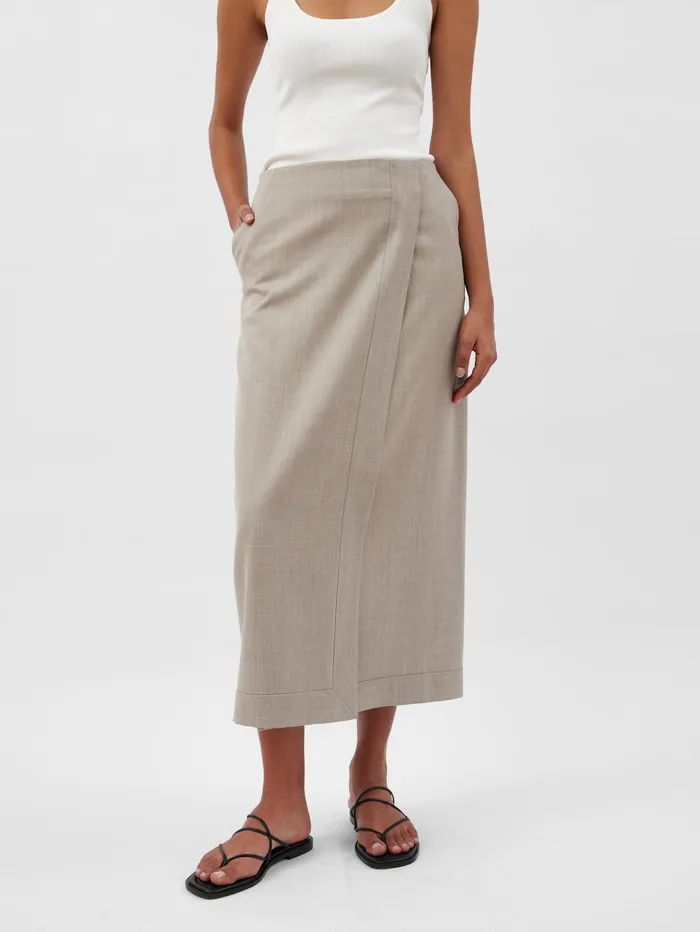 Women AEmery 8211 Joan Wrap Skirt In Beige Almond The UNDONE Skirts