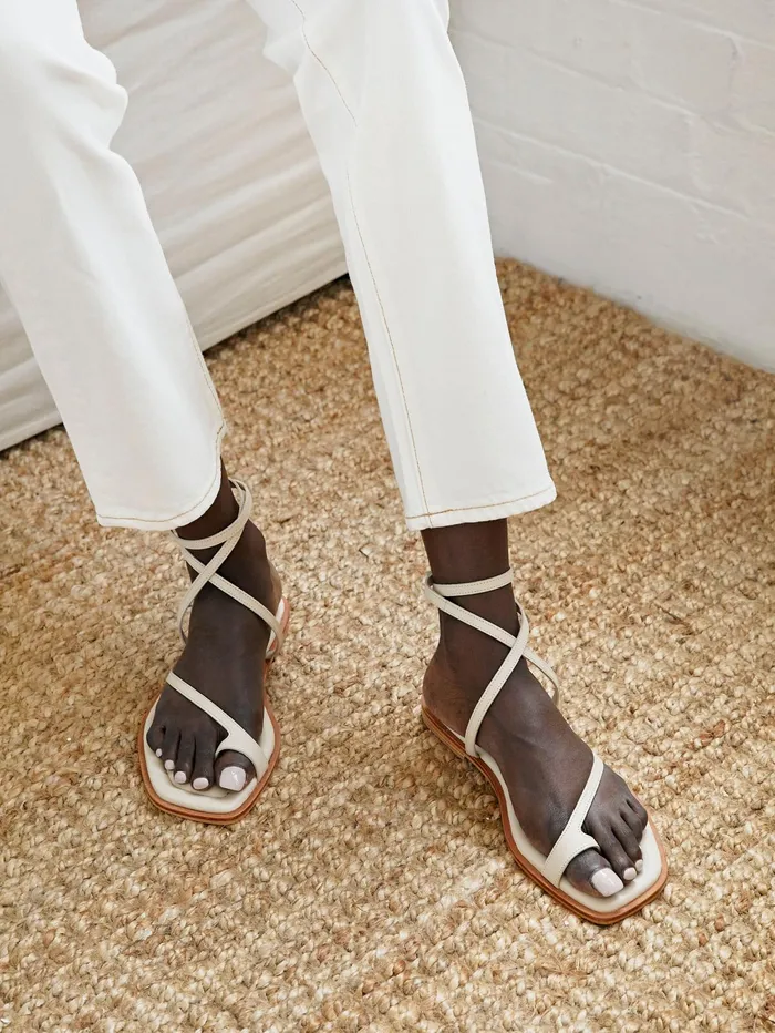Women AEmery 8211 Piper Sandal In Egg Shell White The UNDONE Sandals