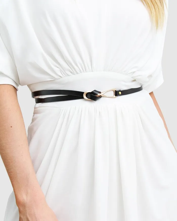 Women Accessories Belle and Bloom London Mood Leather Tie Belt 8211 Black