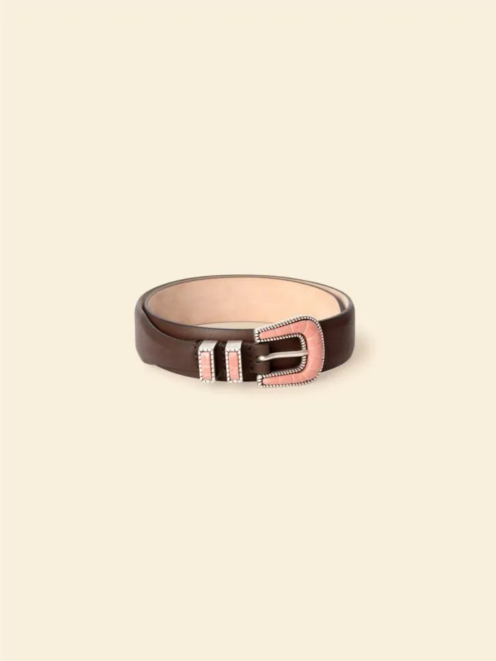 Women Accessories Xirena Silver Ostrich Brown Vintage Pink Coral Belt