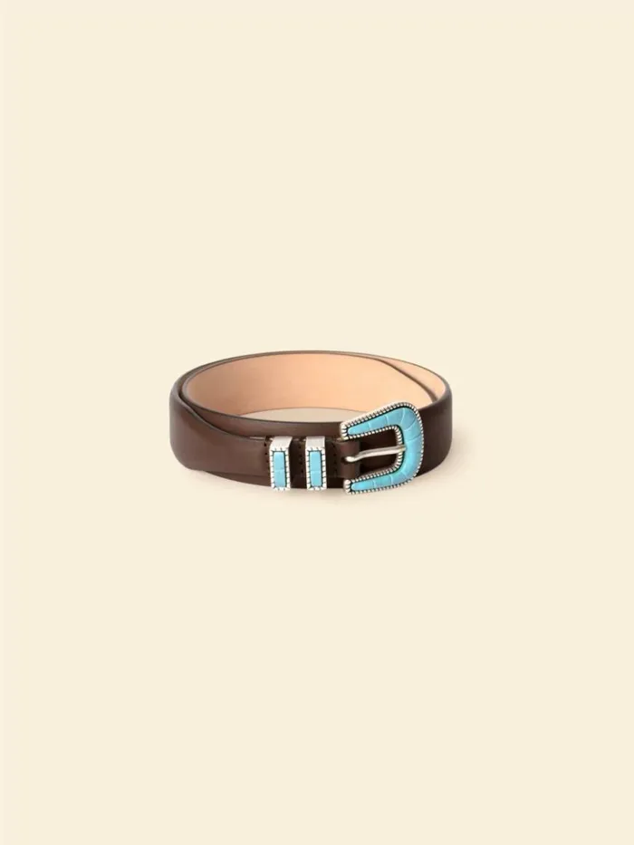 Women Accessories Xirena Silver Ostrich Brown Vintage Turquoise Belt