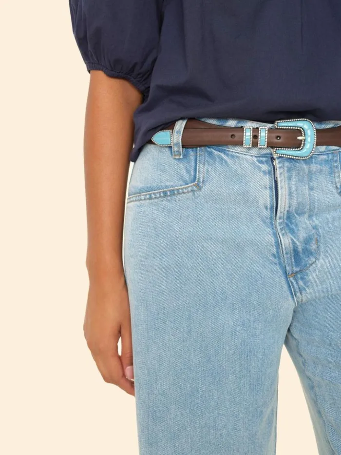 Women Accessories Xirena Silver Ostrich Brown Vintage Turquoise Belt