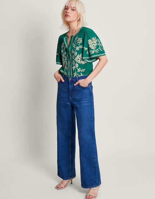 Women Adina Embroidered Blouse Green Monsoon Tops and Blouses