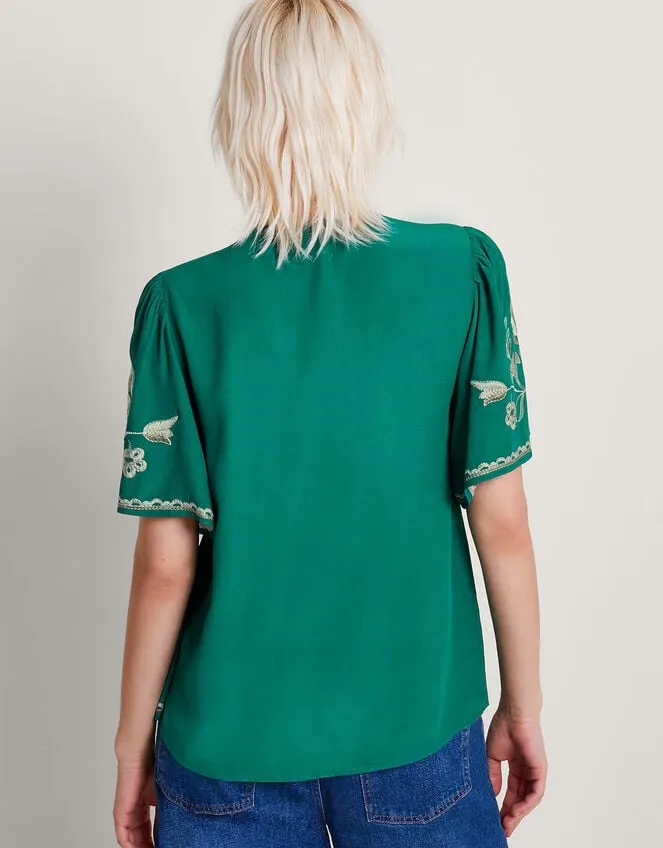 Women Adina Embroidered Blouse Green Monsoon Tops and Blouses