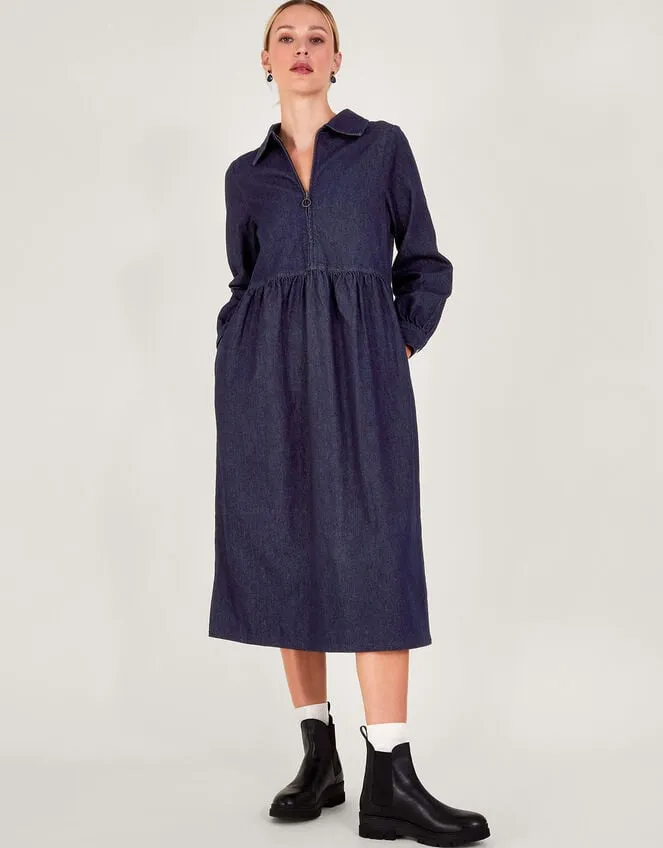 Women Alana Zip Midi Dress Blue Monsoon Dresses