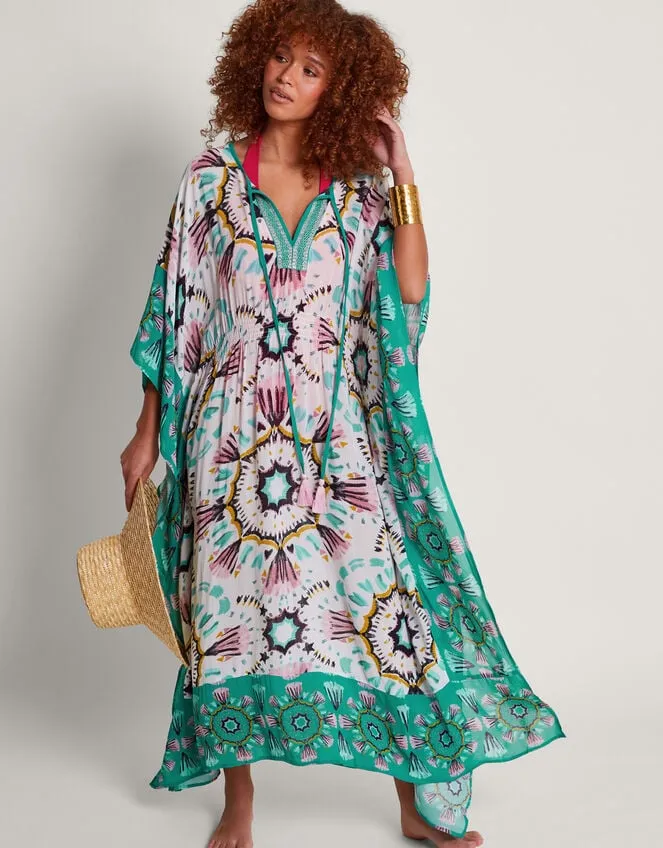 Women Allegra Print Kaftan Ivory Monsoon Beachwear and Swimwear