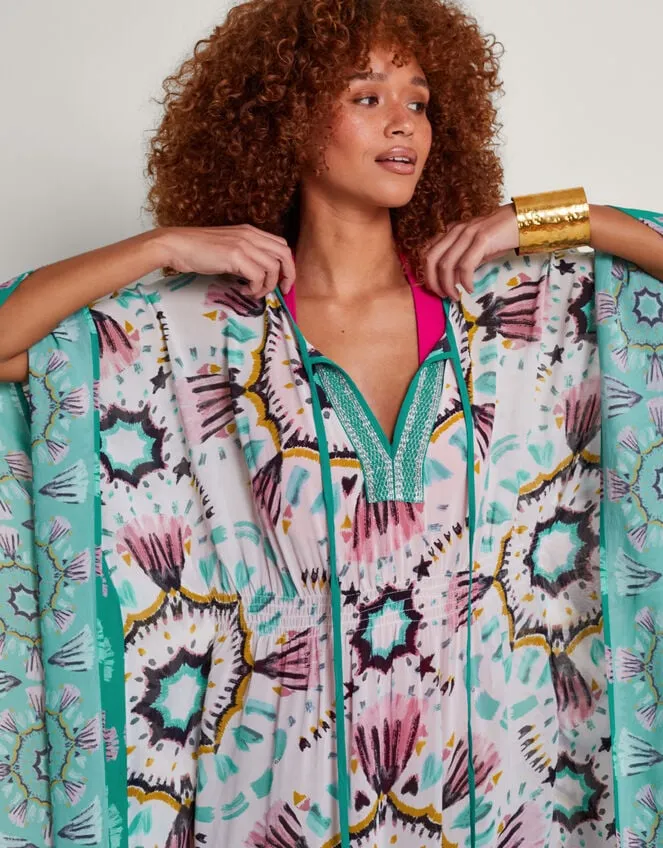 Women Allegra Print Kaftan Ivory Monsoon Beachwear and Swimwear