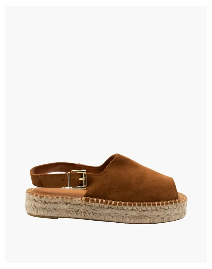 Women ALOHAS Leather Back Strap Espadrille Sandals Camel Madewell Sandals