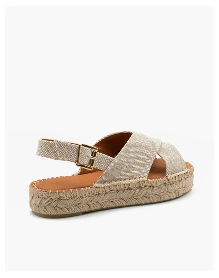 Women ALOHAS Linen Crossed Platform Bicolor Espadrille Sandals Almond Madewell Sandals Women ALOHAS Linen Crossed Platform Bicolor Espadrille Sandals Almond Madewell Sandals