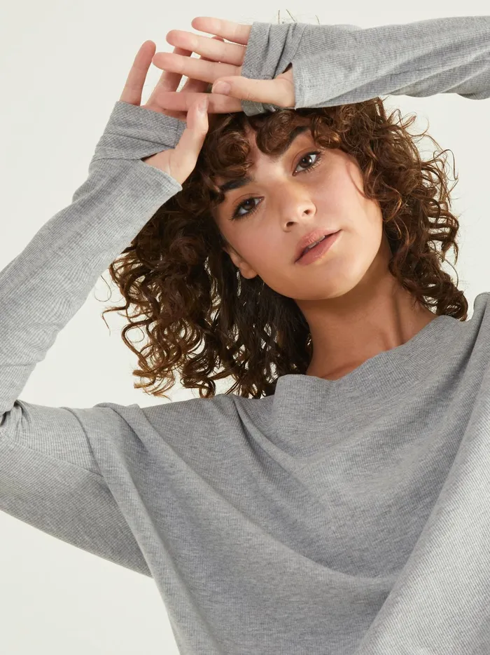Women Altar039d State Activewear No Sweat Ribbed Top Heathergrey