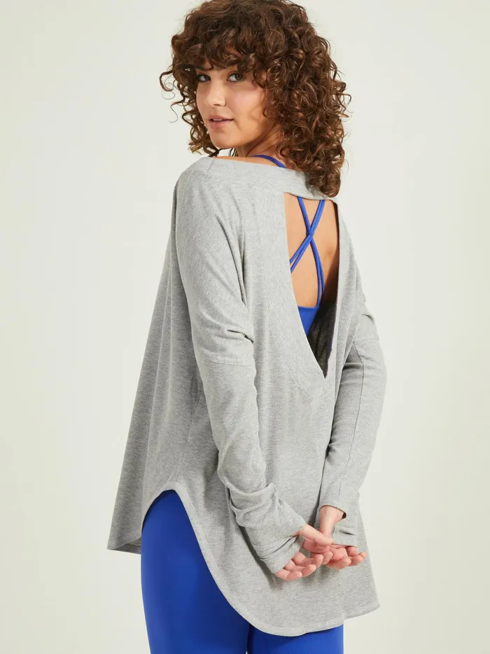 Women Altar039d State Activewear No Sweat Ribbed Top Heathergrey