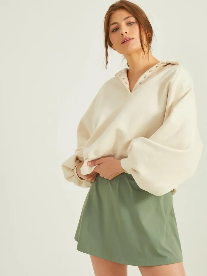 Women Altar039d State Activewear Peak Balloon Sleeve Pullover Cream