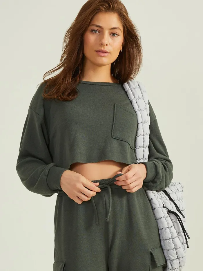 Women Altar039d State Activewear Settle In Cropped Top Olive