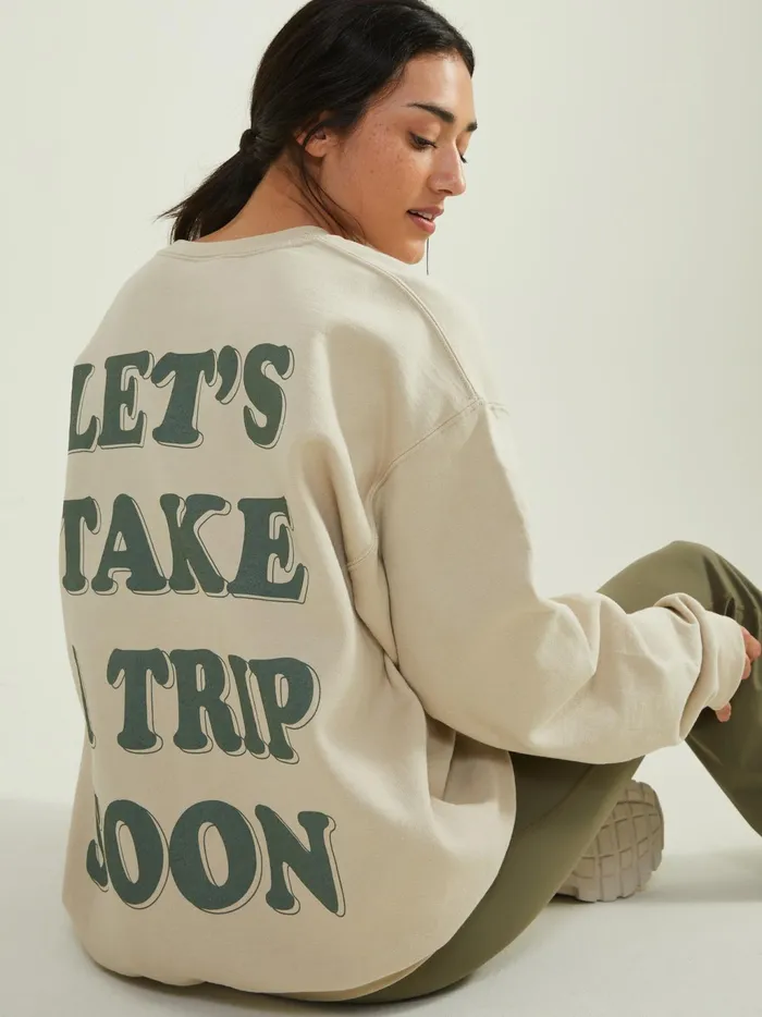Women Altar039d State Activewear Take A Trip Graphic Sweatshirt Sand