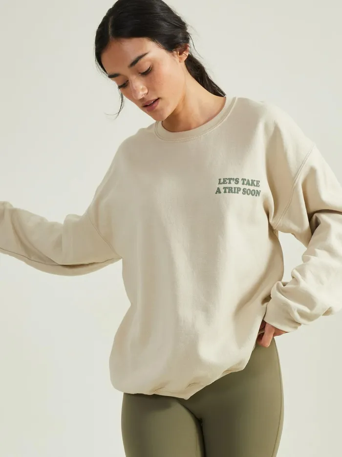 Women Altar039d State Activewear Take A Trip Graphic Sweatshirt Sand