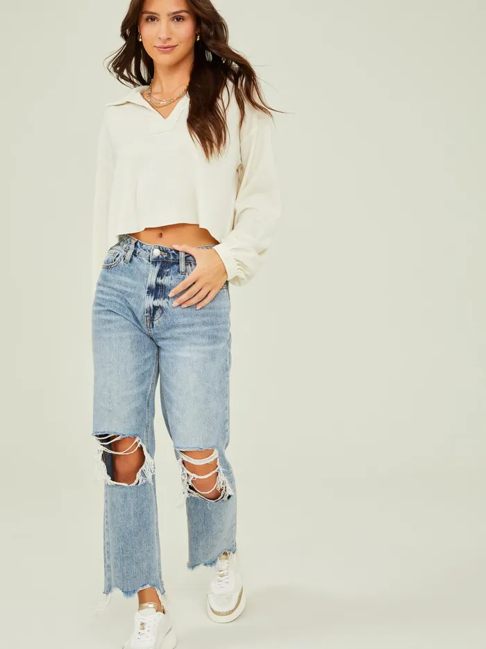 Women Altar039d State Blouses Adalee Thermal Collared Top Ivory