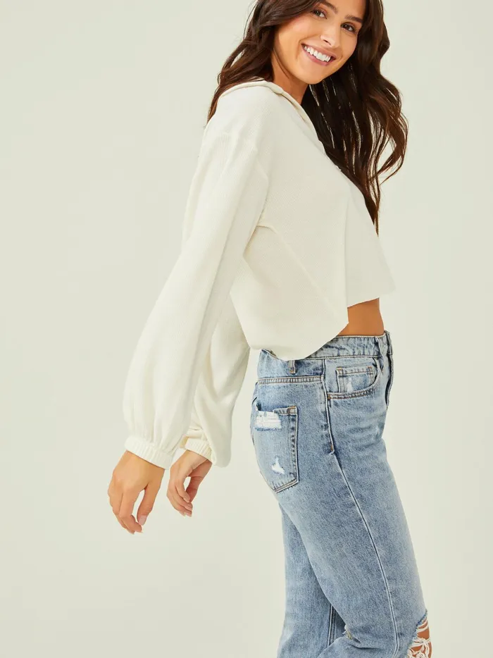 Women Altar039d State Blouses Adalee Thermal Collared Top Ivory