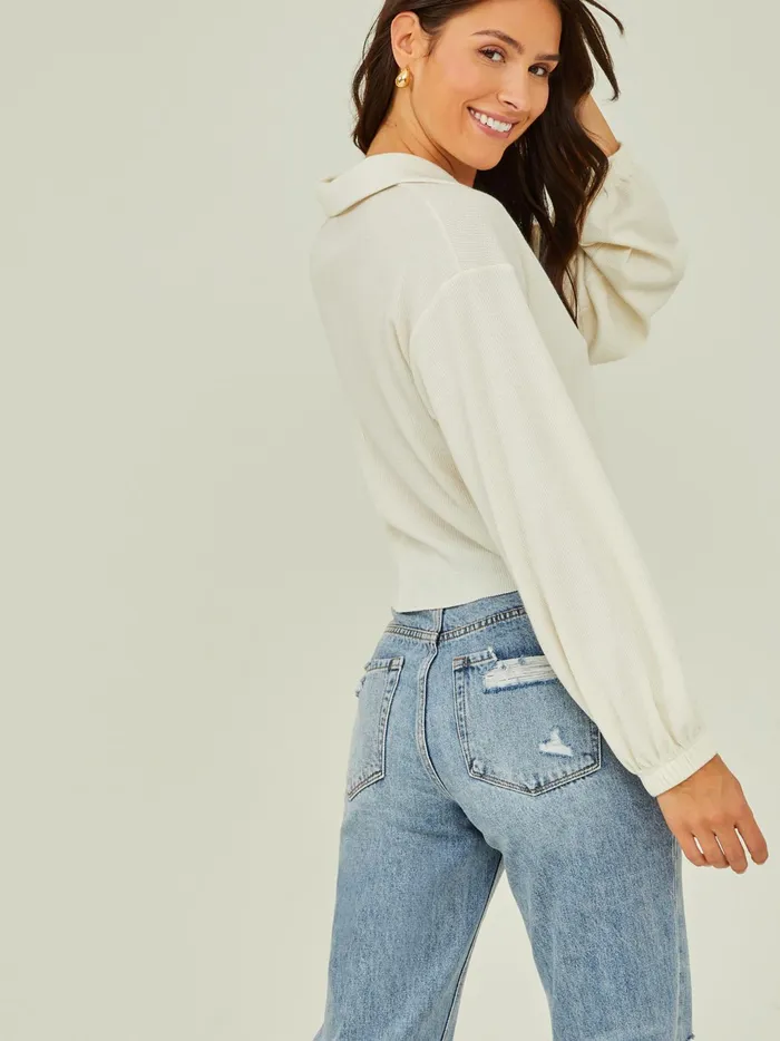 Women Altar039d State Blouses Adalee Thermal Collared Top Ivory