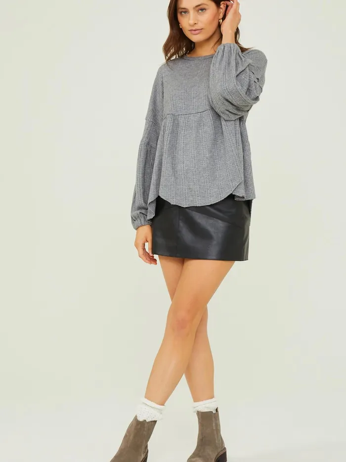 Women Altar039d State Blouses Eilish Babydoll Top Charcoal