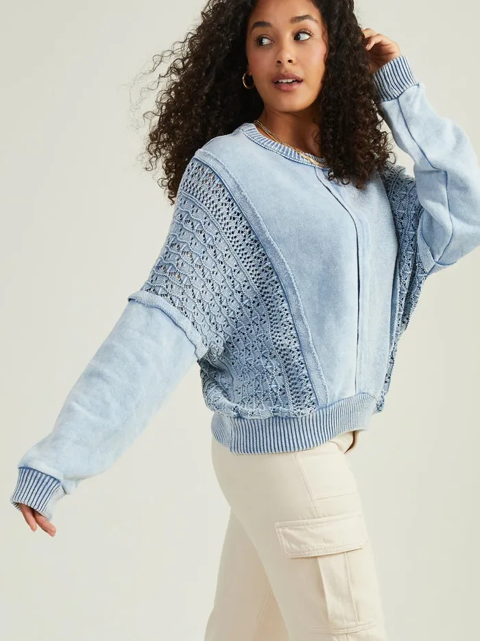 Women Altar039d State Blouses Jenna Crochet Pieced Top Ltblue