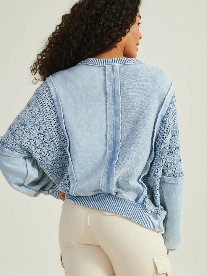 Women Altar039d State Blouses Jenna Crochet Pieced Top Ltblue