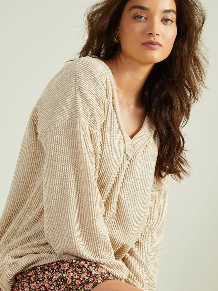 Women Altar039d State Blouses Journee Ribbed VNeck Tunic Oat