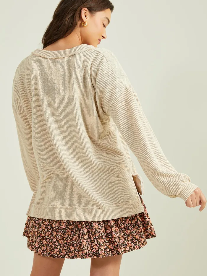 Women Altar039d State Blouses Journee Ribbed VNeck Tunic Oat
