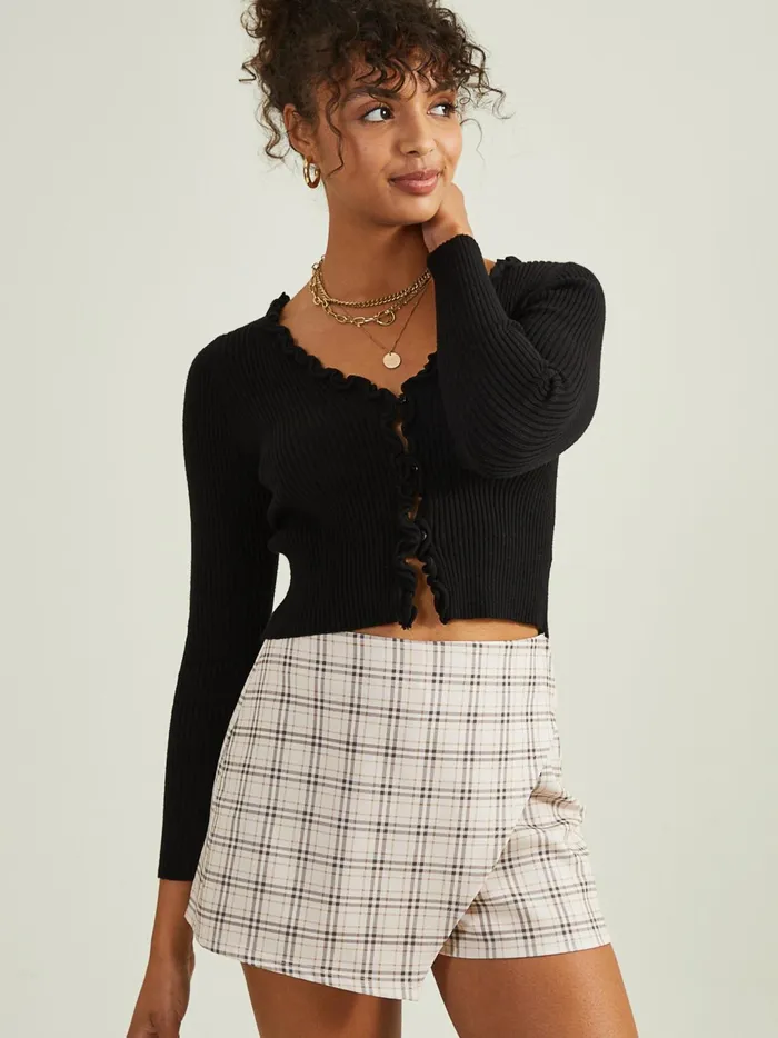 Women Altar039d State Blouses Judith Ruffle Cardigan Black