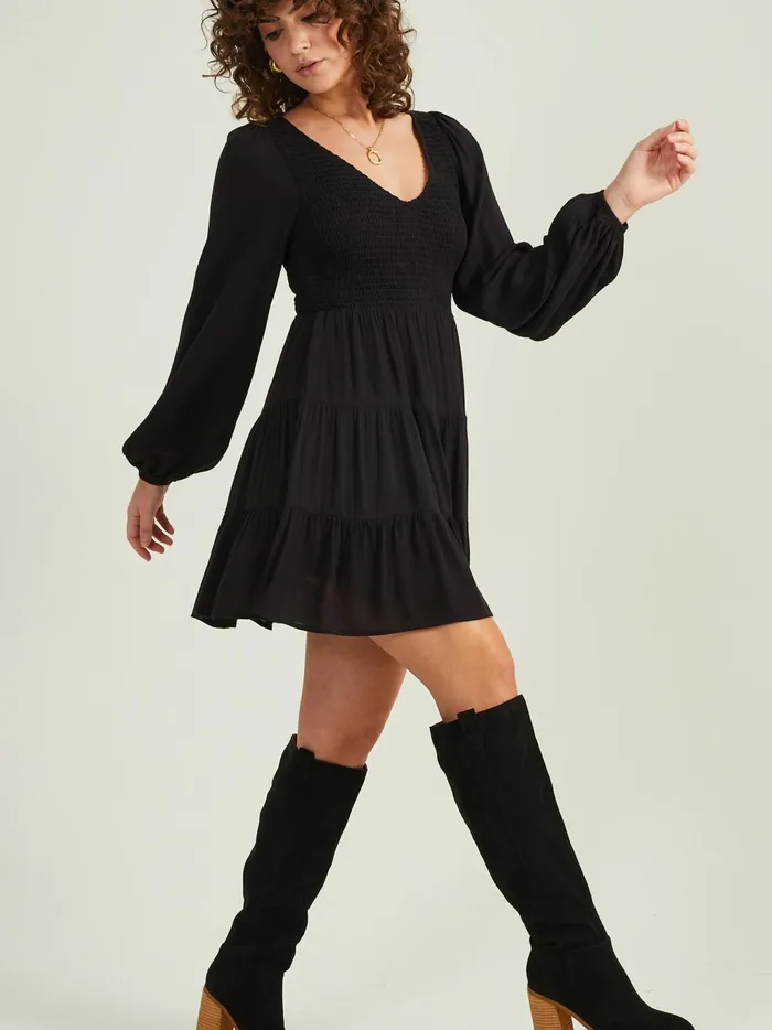Women Altar039d State Casual Bethany Smocked Dress Black