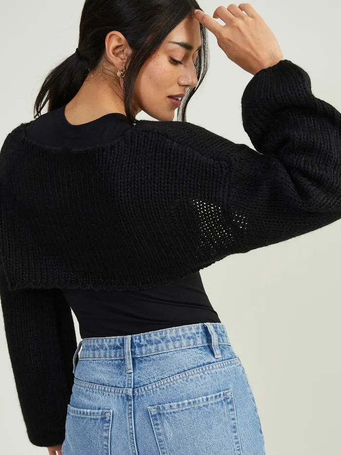 Women Altar039d State Crops Kenna Sweater Shrug Black