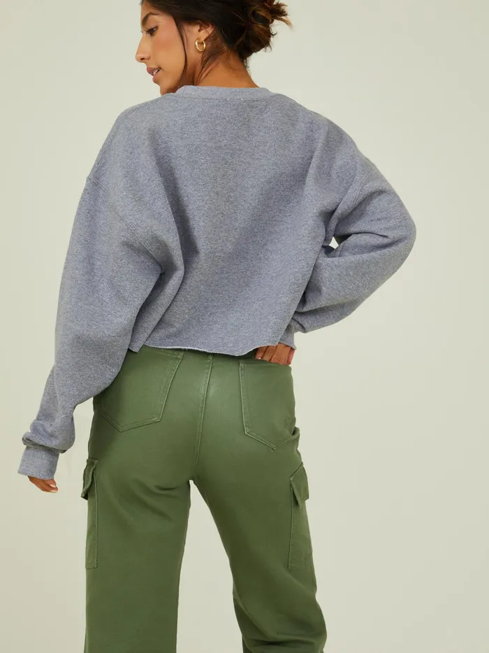 Women Altar039d State Graphics Outer Banks Cropped Pullover Heathergrey