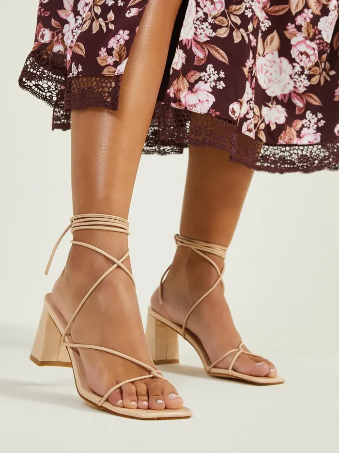 Women Altar039d State Heels Naveena Ankle Wrap Heels By Billini Parchment