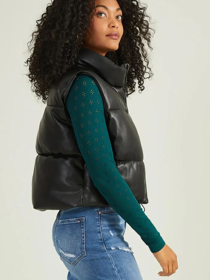 Women Altar039d State Jackets Ada Vegan Leather Puffer Vest Black