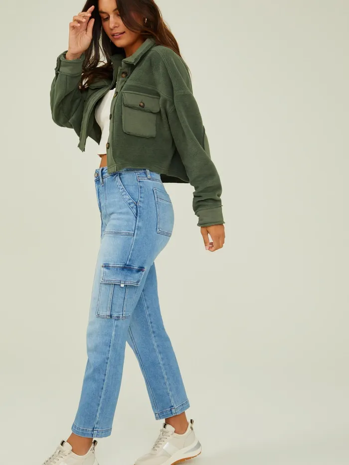 Women Altar039d State Jackets Perla Cropped Shacket Olive