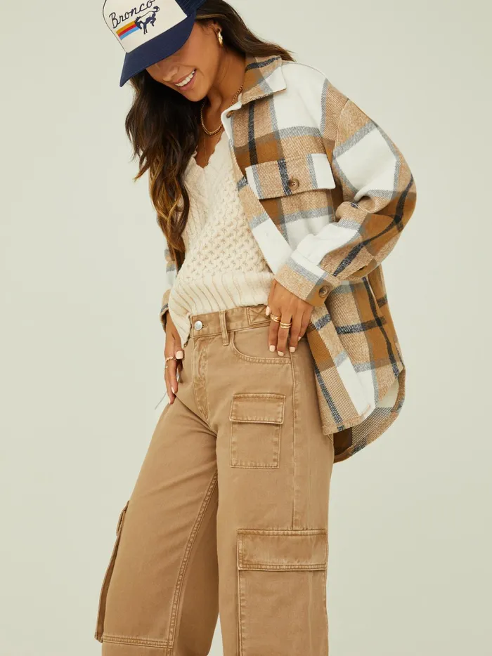 Women Altar039d State Jackets Shiloh Plaid Shacket Brown