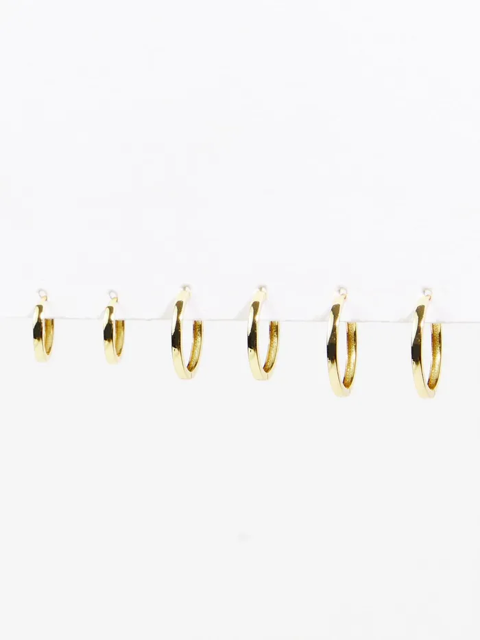 Women Altar039d State Jewelry 18k Gold Dipped Huggie Hoop Set Gold