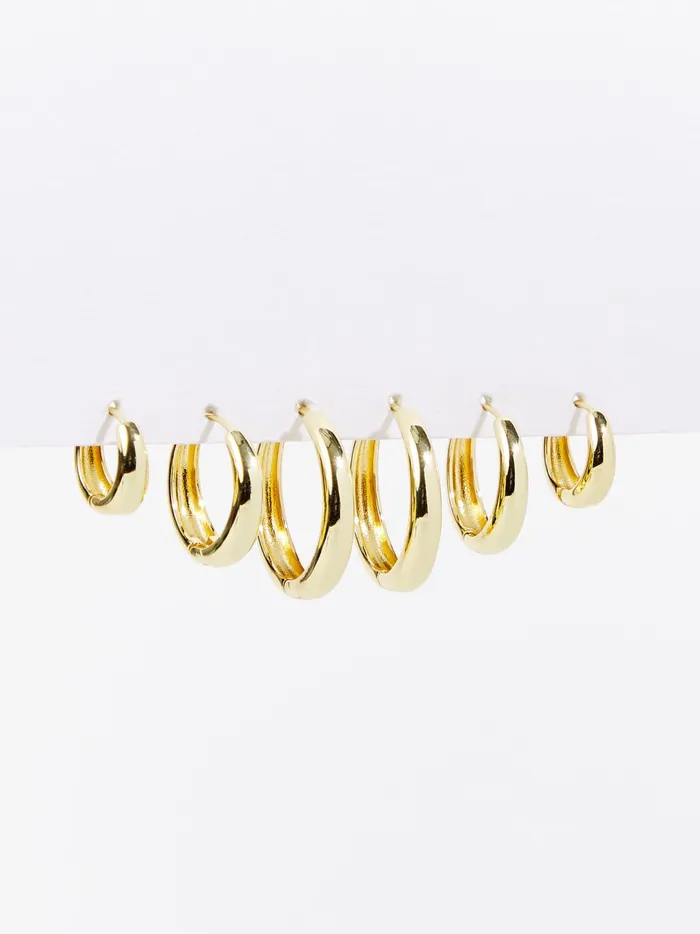 Women Altar039d State Jewelry Crescent Hoop Earring Trio Pack Gold