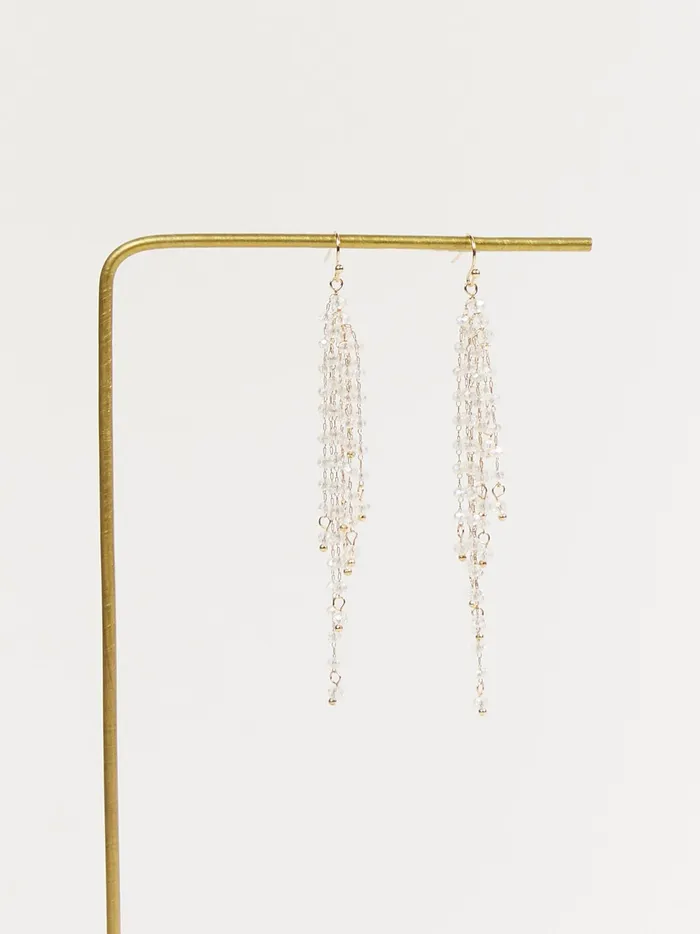 Women Altar039d State Jewelry Glass Bead Fringe Dangle Earrings Gold